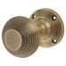 Exel Reeded Beehive Mortice Door Knob Kit - 60mm Rose Diameter - Antique Brass