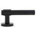 Hampstead Matt Black Lines Door Handles on Round Rose - Eva Range 
