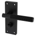 Exel Matt Black Reeded Bathroom Door Handle - Lily Range - 155 x 55mm