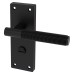 Exel Matt Black Reeded Bathroom Door Handle - Lily Range - 155 x 55mm
