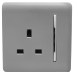 Trendi 13A 1 Gang Screwless Double Pole Switched Socket - Gloss Light Grey
