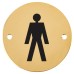 Hampstead Mens Toilet Door Sign - 75mm Diameter - Polished Brass