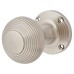 Exel Reeded Beehive Mortice Door Knob - 55mm Rose Diameter - Satin Nickel