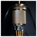 Exel Noord Knurled Ceiling Light Pendant - Satin Brass Fittings and Hooded Clear Glass Shade