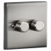 Knightsbridge 5-150W 2 Gang 2 Way Push On/Off Rotary Square Intelligent LED Dimmer - Brushed Chrome