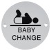 Exel Baby Change Door Sign - 75mm Diameter - Satin Aluminium