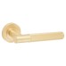 Jedo Satin Brass Fire Rated Knurled Door Handles on Round Rose - Bari Range 