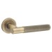 Jedo Antique Brass Fire Rated Knurled Door Handles on Round Rose - Bari Range 