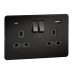 Knightsbridge 13A 2 Gang Screwless Type A/C USB Socket with 2 x USB - 4A - Matt Black/Black