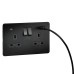 Knightsbridge 13A 2 Gang Screwless Type A/C USB Socket with 2 x USB - 4A - Matt Black/Black