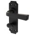 Olde Forge Smooth Black Bathroom Door Handle - York Range - 152 x 48mm