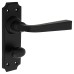 Olde Forge Smooth Black Bathroom Door Handle - York Range - 152 x 48mm