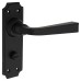 Olde Forge Smooth Black Bathroom Door Handle - York Range - 152 x 48mm