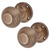 Exel Reeded Beehive Mortice Door Knob - 60mm Rose Diameter - Antique Brass