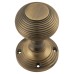 Exel Reeded Beehive Mortice Door Knob - 60mm Rose Diameter - Antique Brass