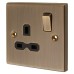 Knightsbridge 13A 1 Gang Double Pole Switched Socket - Antique Brass with Black Insert