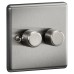 Knightsbridge 5-150W 2 Gang 2 Way Push On/Off Rotary Rounded Intelligent LED Dimmer - Brushed Chrome