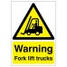 Exel Warning Fork Lift Trucks Sign - 420 x 297mm - Rigid Plastic