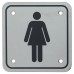 Exel Ladies Square Toilet Door Sign - 95 x 95mm - Satin Stainless Steel