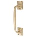 Traditional Heavy Cast Offset Door Pull Handle - Screw Fix - 250mm Centres - Polished Brass