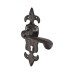 Elan Metalized Antique Black Iron Scroll Keyhole Lock Door Handle - Fleur de Lys Range - 210 x 55mm