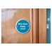 Exel Light Blue Fire Door Keep Shut Door Sign - 75mm Diameter - Satin Stainless Steel