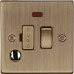 Knightsbridge 13A 1 Gang Switched Fused Spur with Neon & Flex Outlet - Antique Brass
