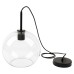 Exel Paradera Knurled Ceiling Light Pendant - Matt Black Fittings and Domed Clear Glass Shade