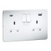 Knightsbridge 13A 2 Gang Screwless Type A/C USB Socket with 2 x USB - 4A - Matt White/White