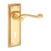 Exel Polished Brass Georgian Scroll Keyhole Lock Door Handle - 150 x 48mm