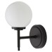 Forum Spa Porto Bathroom Wall Light - IP44 - Matt Black with Opal Glass Shade