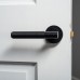 Exel Matt Black Reeded Door Handles on Round Rose - Lily Range 