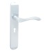 Hampstead Satin Chrome Keyhole Lock Door Handle - Long Plate - Altea Range - 240 x 41mm