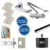 Light Duty Latch Door Handle on Rose Fire Door Kit - Hold Open - Aluminium
