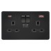 Knightsbridge 13A 2 Gang Type A/QC18W Type C/PD45W USB Socket with 2 x USB - Matt Black/Black