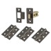 Exel Tubular Latch Pack - 57mm Backset - 3 x Fire Rated Ball Bearing Hinges - Black Nickel