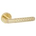 Exel Satin Brass Honeycomb Door Handles on Round Rose - Cara Range 