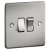 Knightsbridge 10AX 2 Gang 2 Way Flat Plate Light Switch - Brushed Chrome