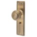 Hampstead Miller Reeded Mortice Door Knob on Backplate - Bathroom - 205 x 52mm - Antique Brass