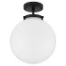 Forum Spa Porto Semi Flush LED Bathroom Ceiling Light - IP44 - Matt Black & Opal Shade