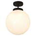 Forum Spa Porto Semi Flush LED Bathroom Ceiling Light - IP44 - Matt Black & Opal Shade
