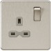 Knightsbridge 13A 1 Gang Screwless Flat Plate DP Switched Socket - Brushed Chrome with Grey Insert
