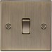 Knightsbridge 20A 1 Gang Double Pole Appliance Switch - Antique Brass
