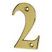 79mm Screw Fix Door Numeral - 2 - Polished Brass Effect