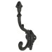 Olde Forge Single Hat & Coat Hook - 180mm Height - Antique Black Iron