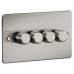 Knightsbridge 5-150W 4 Gang 2 Way Push On/Off Rotary Flat Intelligent LED Dimmer - Brushed Chrome