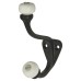 Olde Forge Single Hat & Coat Hook - 140 x 80mm - Black Iron & Porcelain