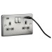 Knightsbridge 13A 2 Gang Square Edge Type A/C USB Socket with 2 x USB - 4A - Brushed Chrome/Grey 