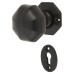 Olde Forge Octagonal Mortice Door Knob with Escutcheon - 55mm Rose Diameter - Antique Black Iron