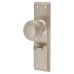 Hampstead Miller Reeded Mortice Door Knob on Backplate - Bathroom - 205 x 52mm - Satin Nickel